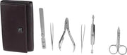 Set di manicure 7 pezzi classico in acciaio inossidabile con astuccio in pelle morbida - Blu scuro