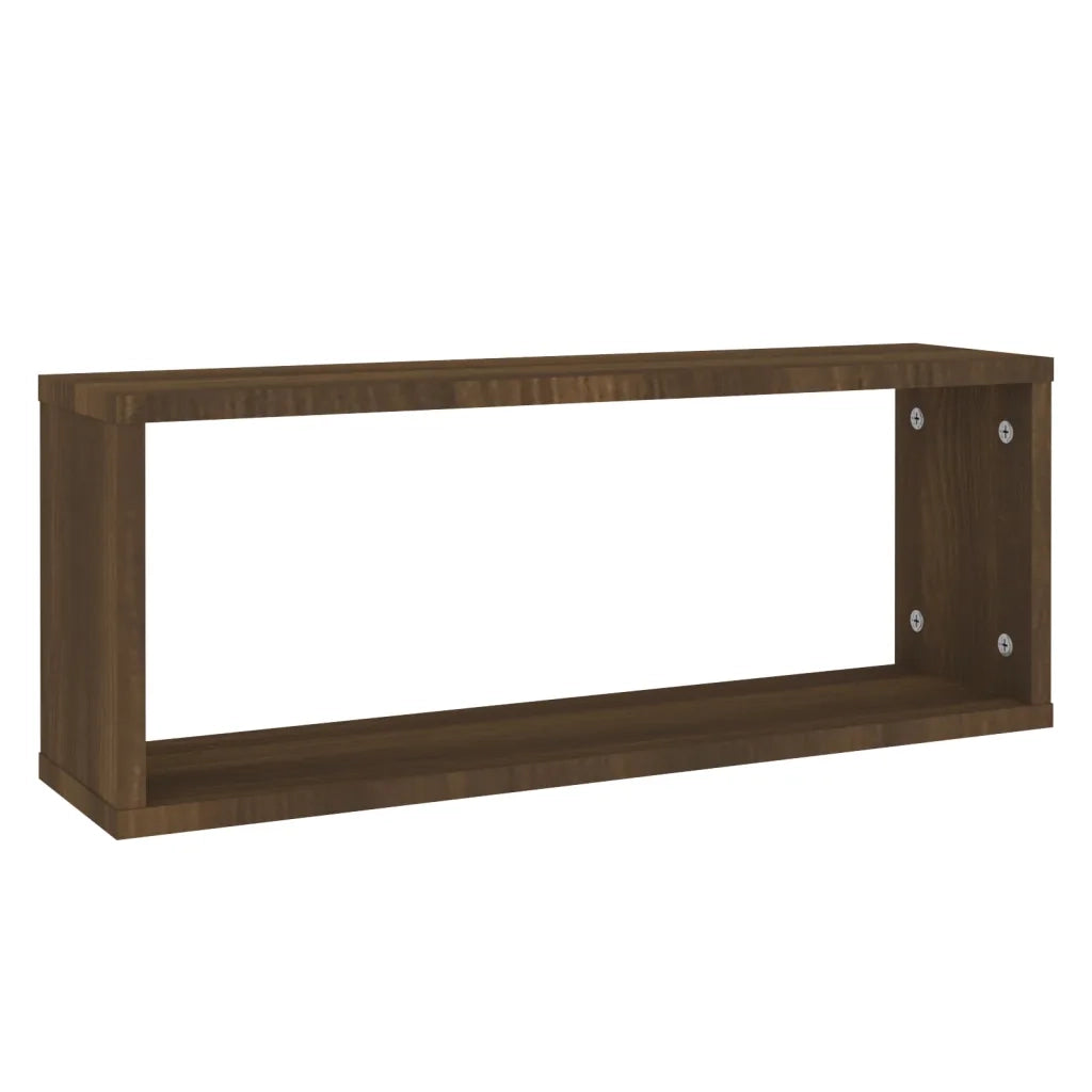 Mensole Cubo Muro 2pz Rovere Marrone 60x15x23 cm in Multistrato 815930