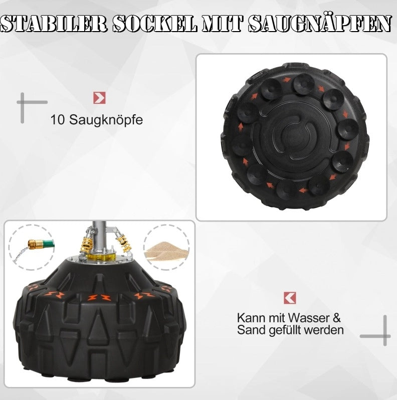 Sacco da Boxe Autoportante con Base Ventosa Nero e Rosso 60x60x180 cm per Allenamento Professionale