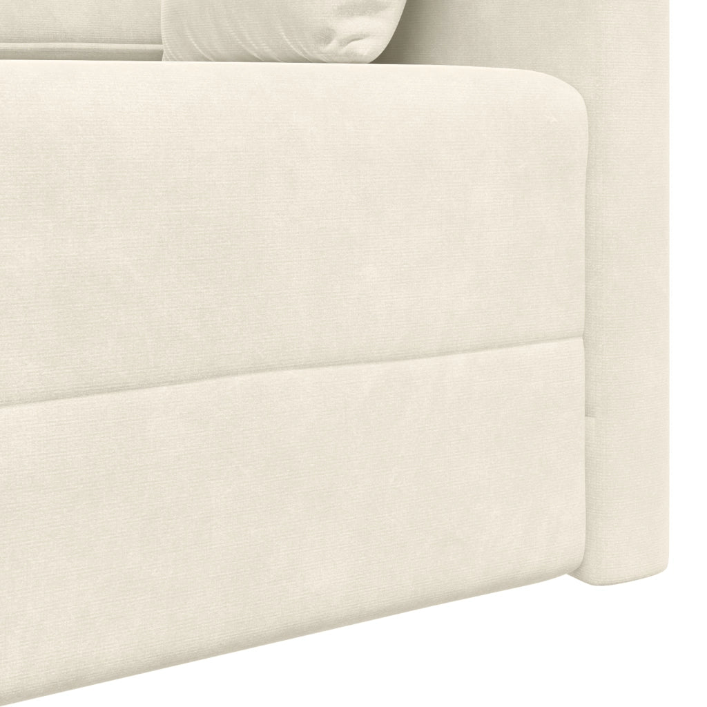 Divano Letto a Pavimento 2-in-1 Panna 213x144x60 cm Velour