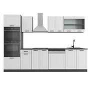 Vicco Cucina componibile Bianco casa di campagna/antracite 300 cm con armadio alto, senza piano di lavoro