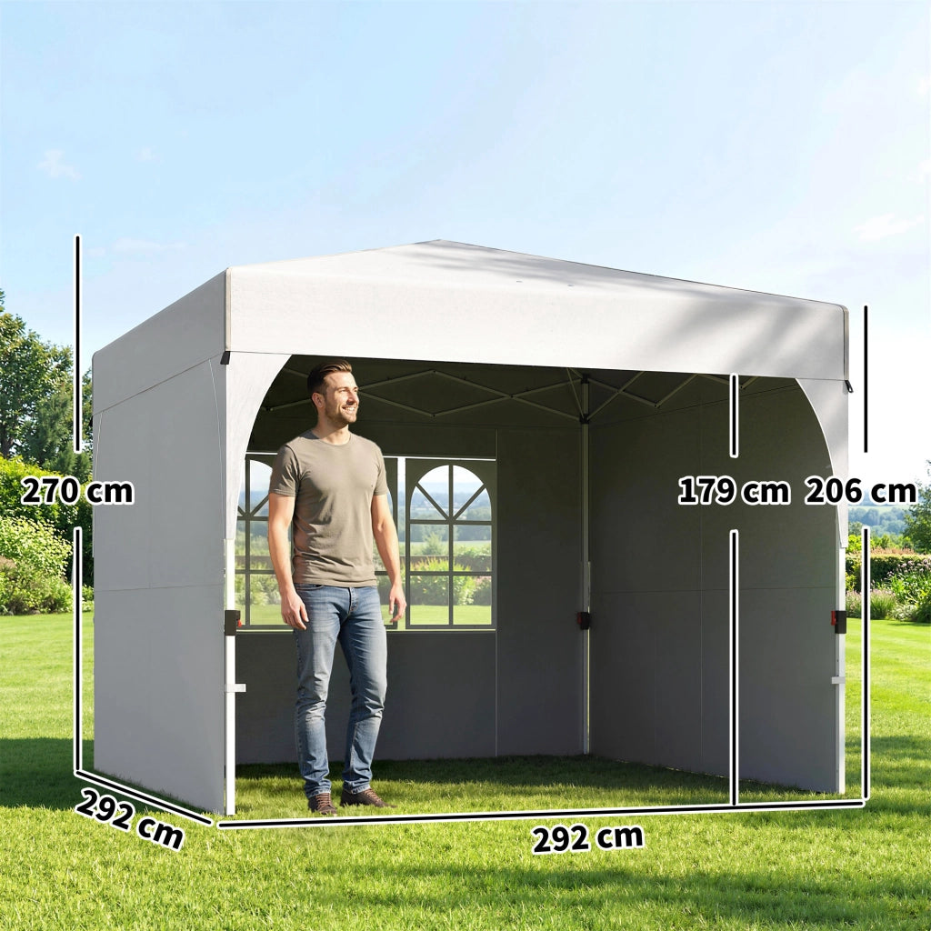 Gazebo pieghevole 3x3m pop-up ¨C Xylo ¨C UV50+ 3 pareti laterali crema