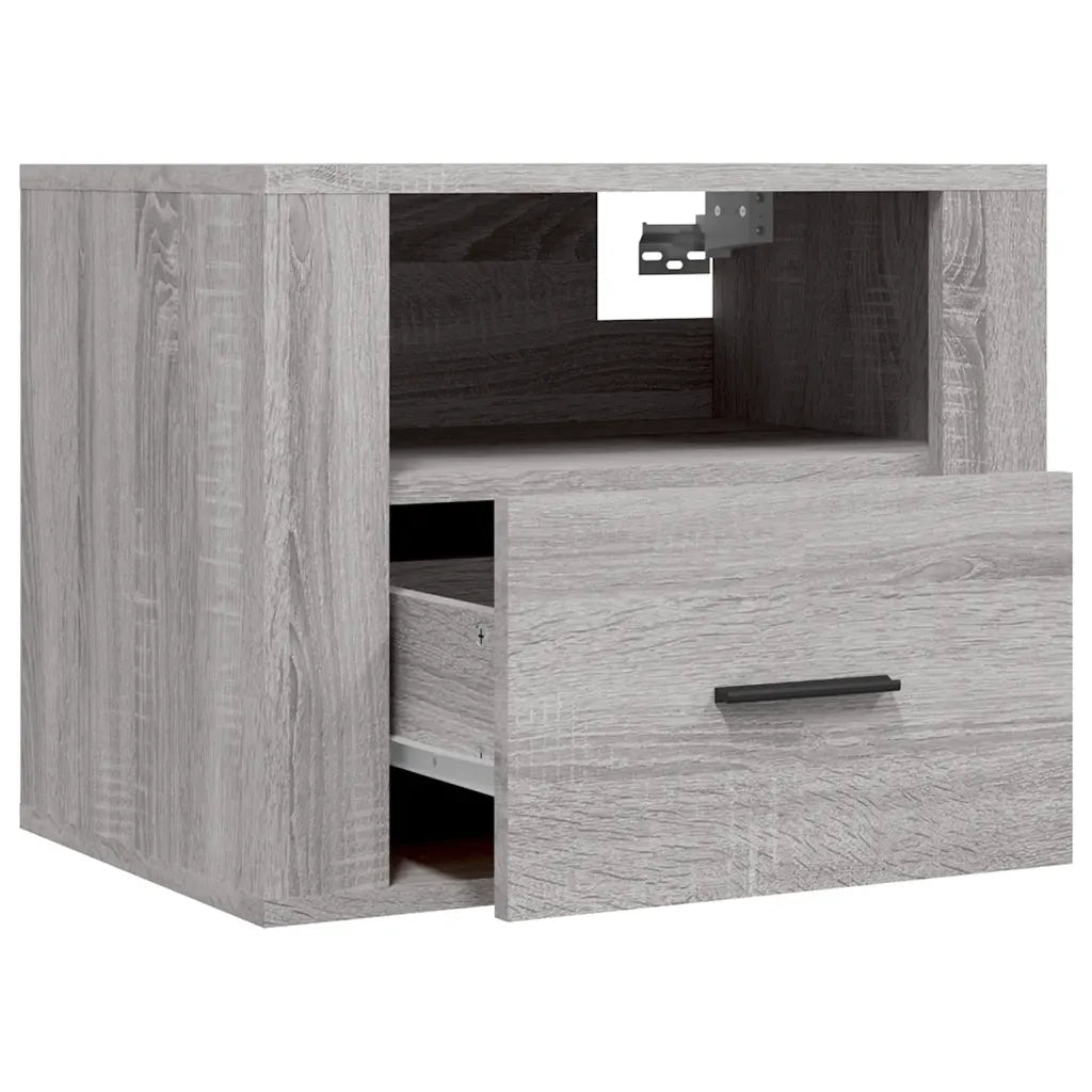 Set di 2 Comodini | Armadio da Notte | Mobiletto da notte a Muro Grigio Sonoma 50x36x40 cm