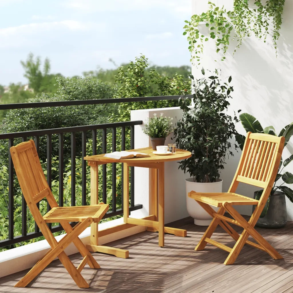Set da Pranzo da Giardino Pieghevole 3 pz | Set Salotto da Giardino in Massello di Acacia