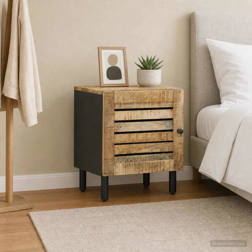 Comodino Naturale 40 x 33 x 46 cm Legno di mango massello 4018840