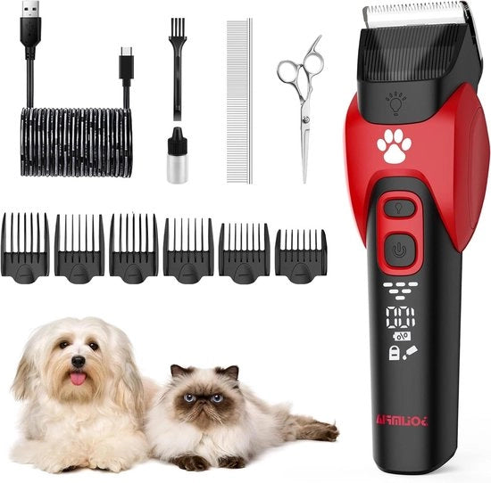 Kit di taglio per animali domestici elettrico con carica ricarica - Trimmer professionale per capelli di animali domestici con set di lame e trucco senza fili a basso rumore