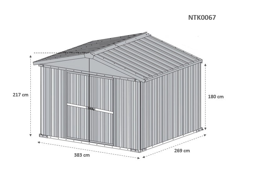 Box deposito in lamiera garage acciaio 403x269cm x h 215cm - 149kg - 10,84mq BIANCO