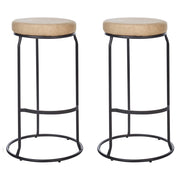 Set di 2 sedie da bar in ecopelle beige con gambe in acciaio senza braccioli stile moderno soggiorno