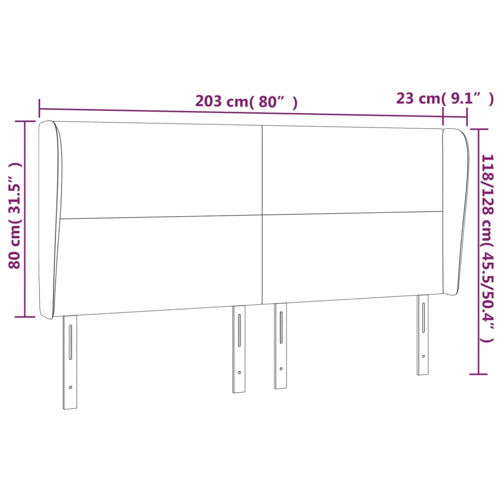 Testiera ad Orecchio Marrone Scuro 203x23x118/128 cm in Tessuto 3117701