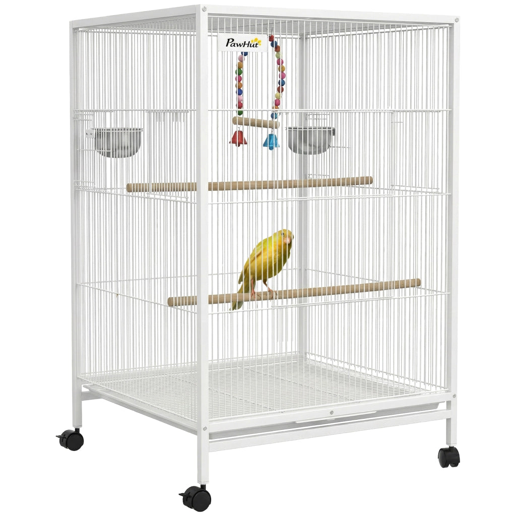 Gabbia per Uccelli con Ruote ¨C zephmum ¨C 48x46x78 cm Bianco