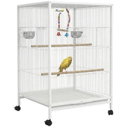 Gabbia per Uccelli con Ruote ¨C zephmum ¨C 48x46x78 cm Bianco
