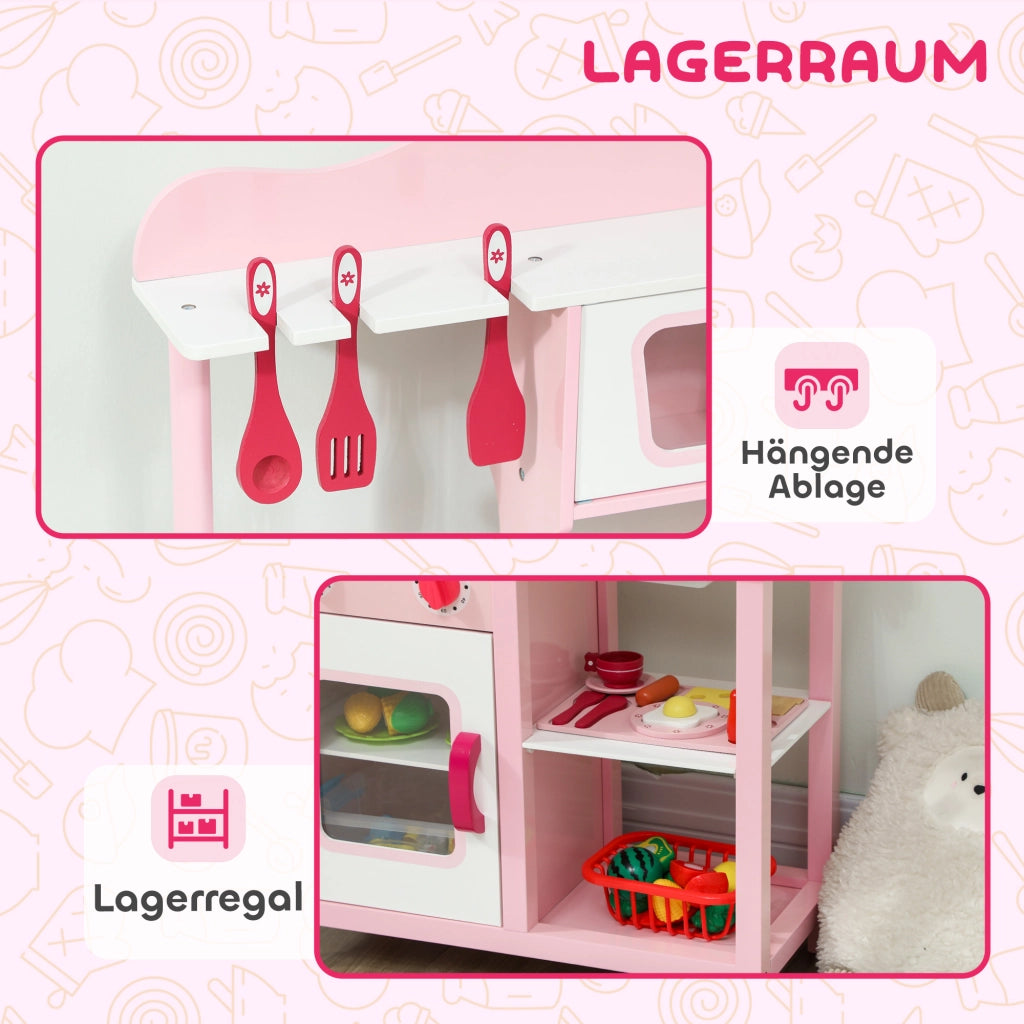 Cucinetta Giocattolo in Legno con Accessori ¨C zephmum ¨C Rosa