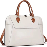 Borsa in pelle per donne, 15,6 pollici laptop, borsa a spalla, grande borsa da lavoro, borsa per ufficio, borsa da viaggio - beige