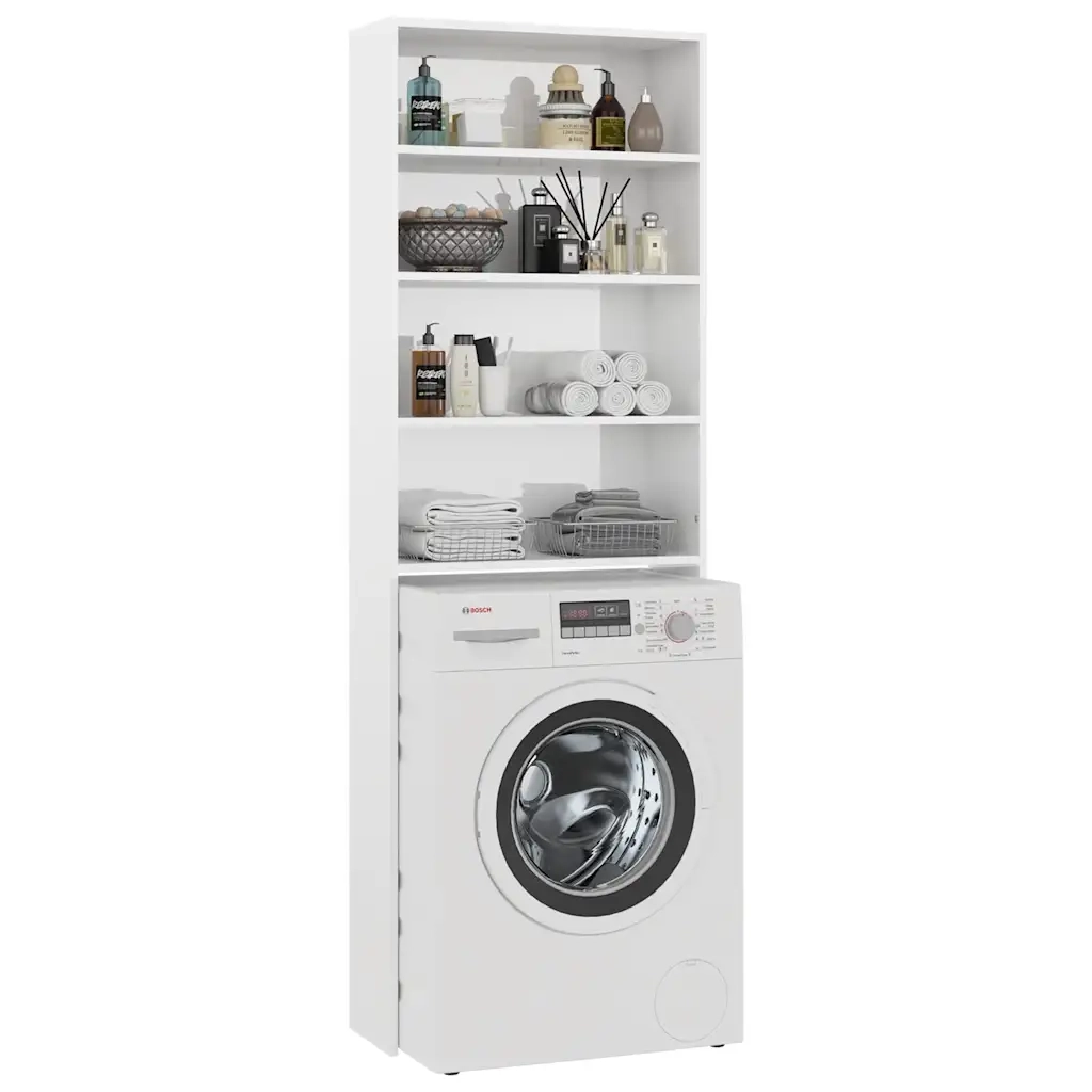 Mobile per Lavatrice Bianco Lucido 64x24x190 cm 808410
