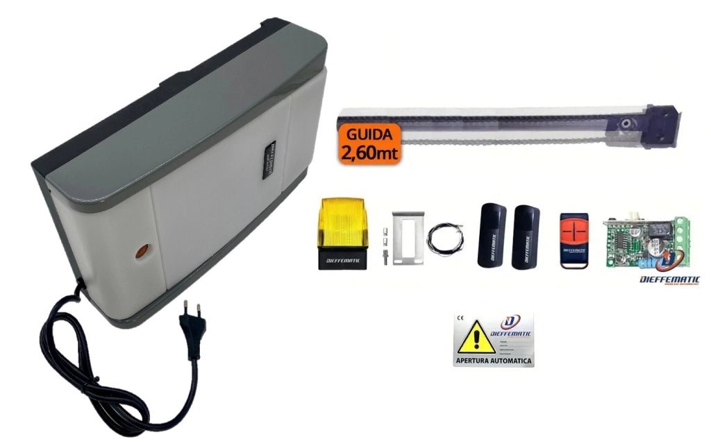 KIT HOME 100 MOTORE BASCULANTE A MOLLA CON GUIDA 2,6M COMPLETO DI ACCESSORI 24V