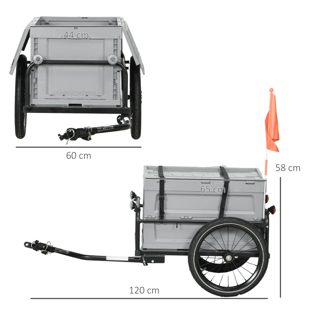 Rimorchio Bici con Cassa Rimovibile e Pieghevole 65L ¨C zephmum ¨C 40KG Max Carico