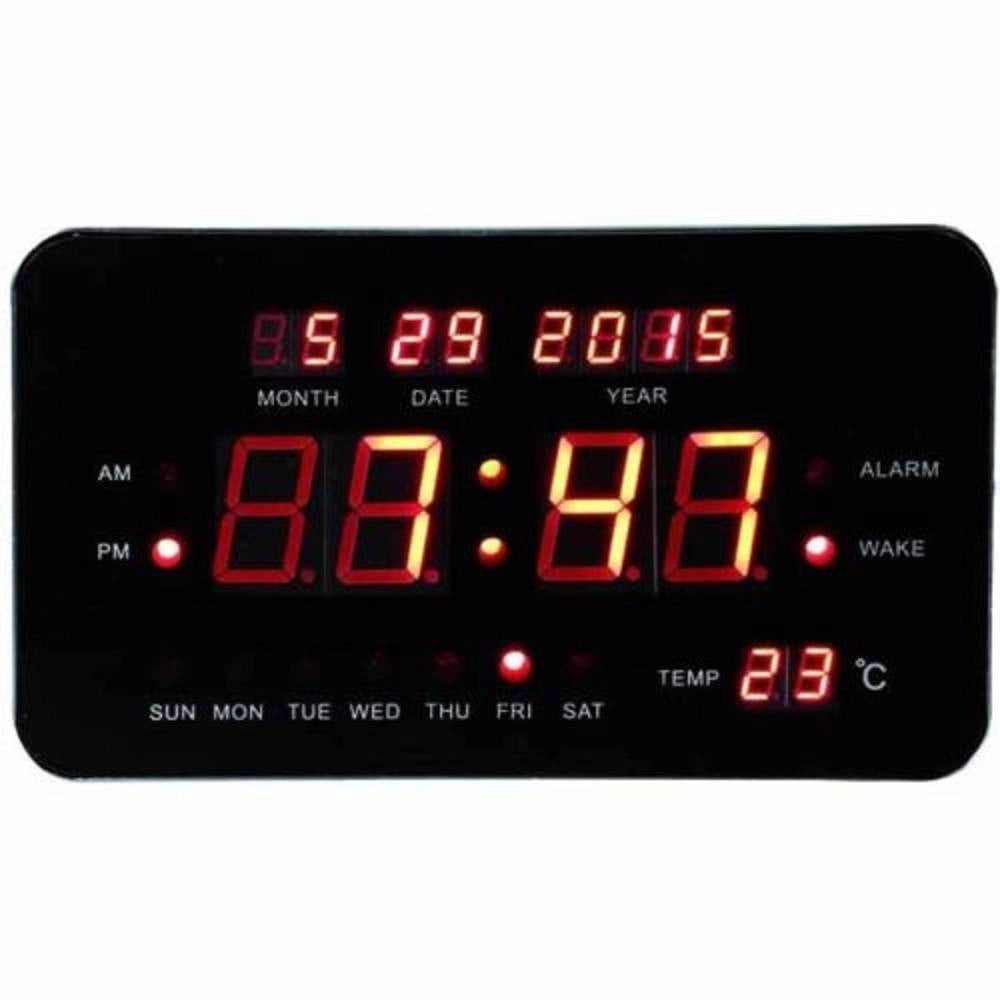 Trade Shop - Sveglia Digitale Elettrica Orologio Luce Led Con Data Giorno Temperatura Nero -