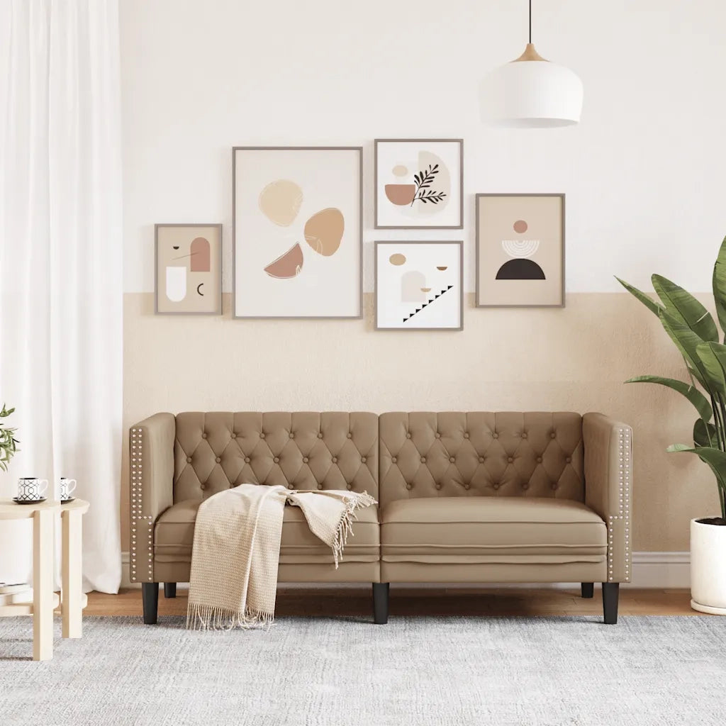 Divano Sedia-Poltrona Chesterfield a 2 Posti Cappuccino in Similpelle
