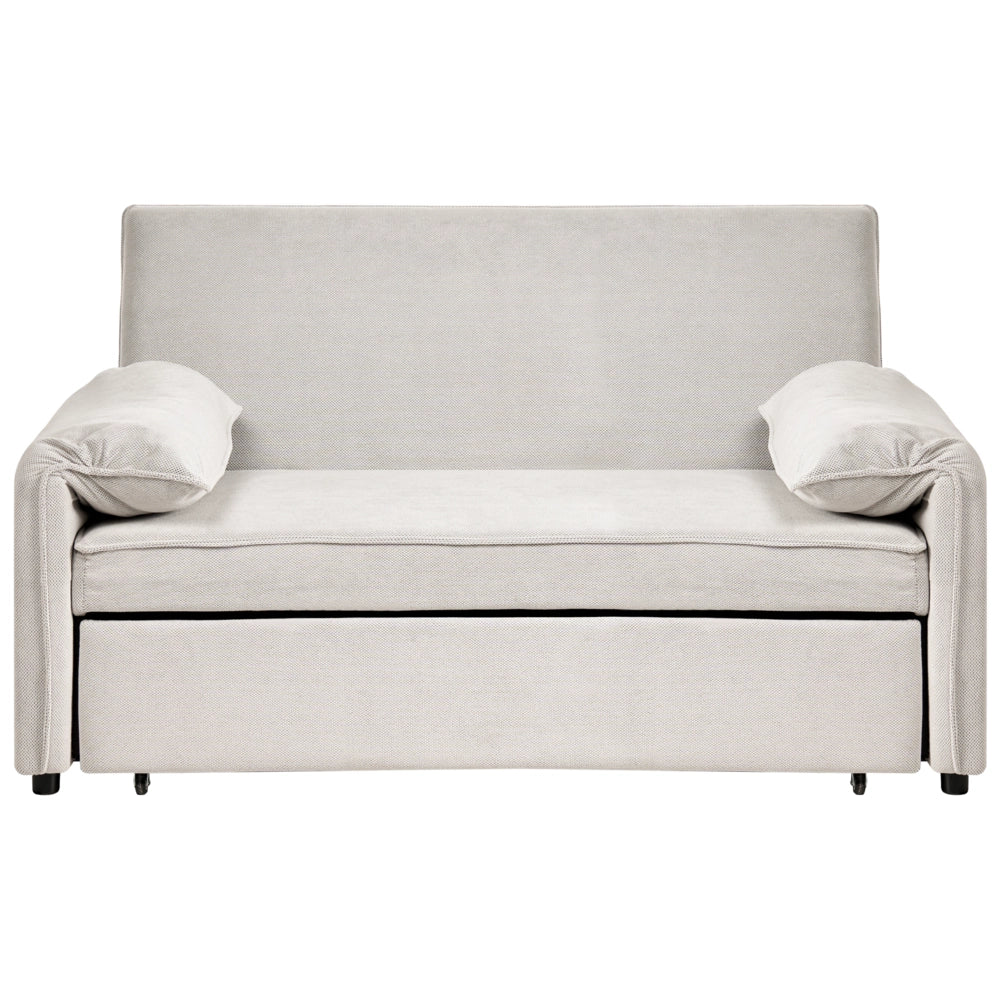 Divano letto in tessuto bianco sporco con funzione letto pieghevole Divano minimalista
