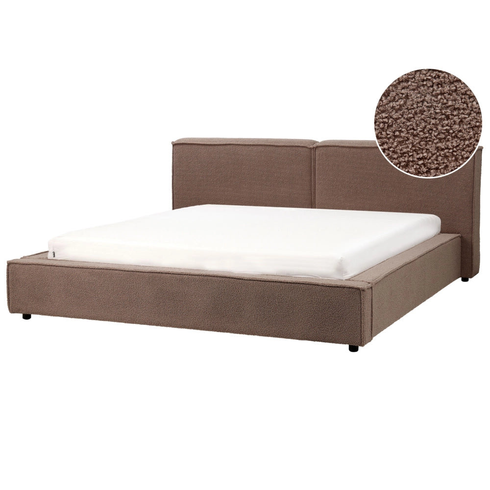 Letto matrimoniale in bouclé con struttura a doghe 180 x 200 cm stile classico camera da letto