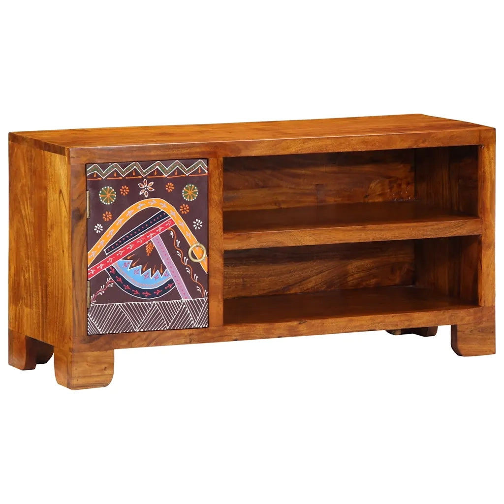 Mobile Porta TV Multicolore 90x30x45 Legno Massello di Acacia
