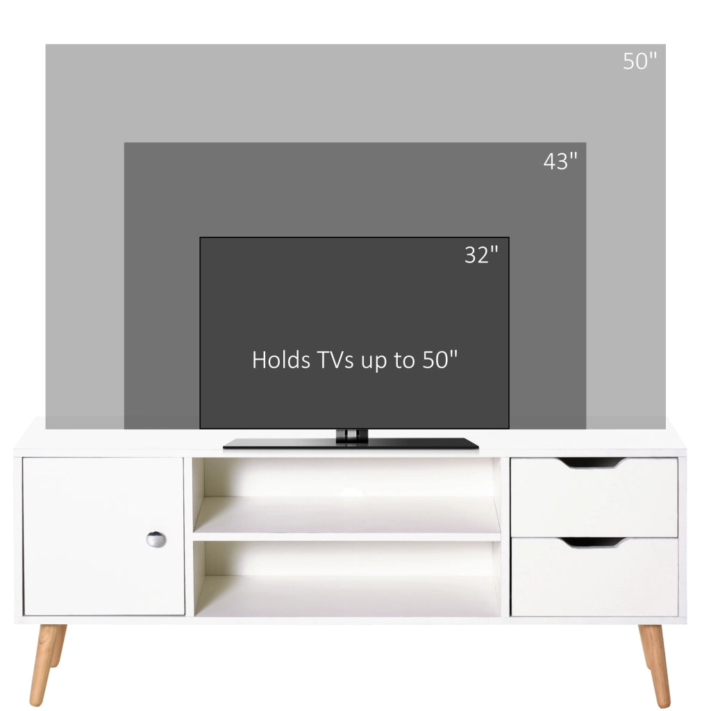 Mobile TV con credenza e cassetti ¨C zephmum ¨C Bianco legno di pino 120x30x40
