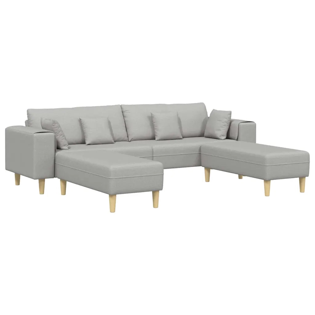 Divano in tessuto con cuscino 3 pcs Grigio Nuvola 208 cm Tessuto