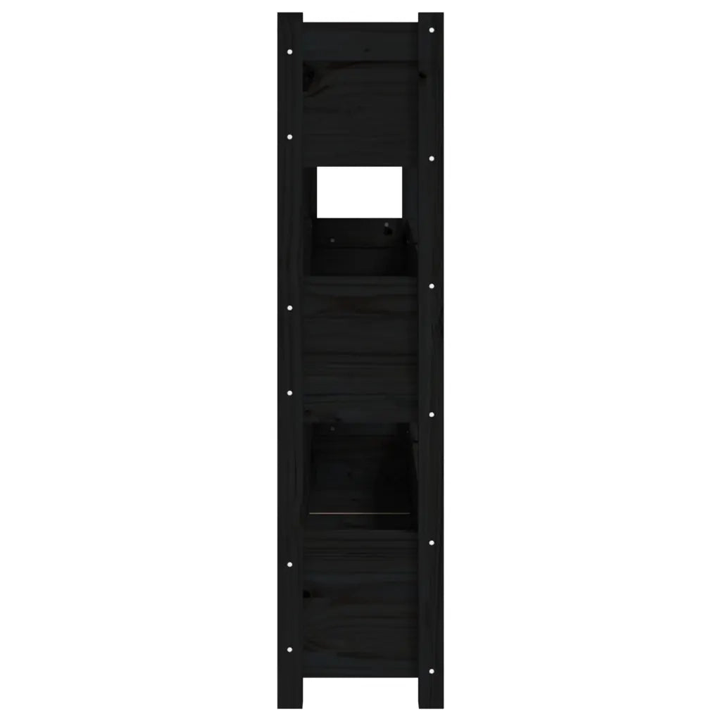 Fioriera-Vaso da Esterno-Contenitore per Piante Nera 112x25x104,5 cm in Legno Massello di Pino