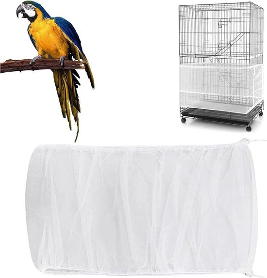 Copertura a rete in nylon per gabbia - Ventilata e impermeabile al polvere - Adatto per gabbie di 140-220 cm - Bianco - Protezione contro la polvere e ventilazione naturale