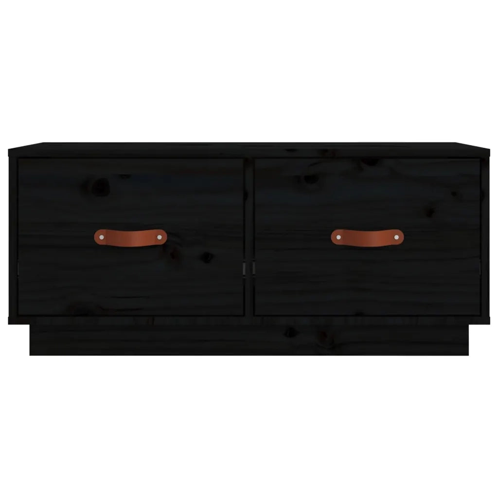 Mobile Porta TV Nero 80x34x35 cm in Legno Massello di Pino