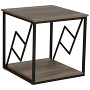 Tavolino Piano in Legno Scuro Struttura in Metallo Nero 56 x 56 cm Quadrato Moderno Soggiorno Industriale