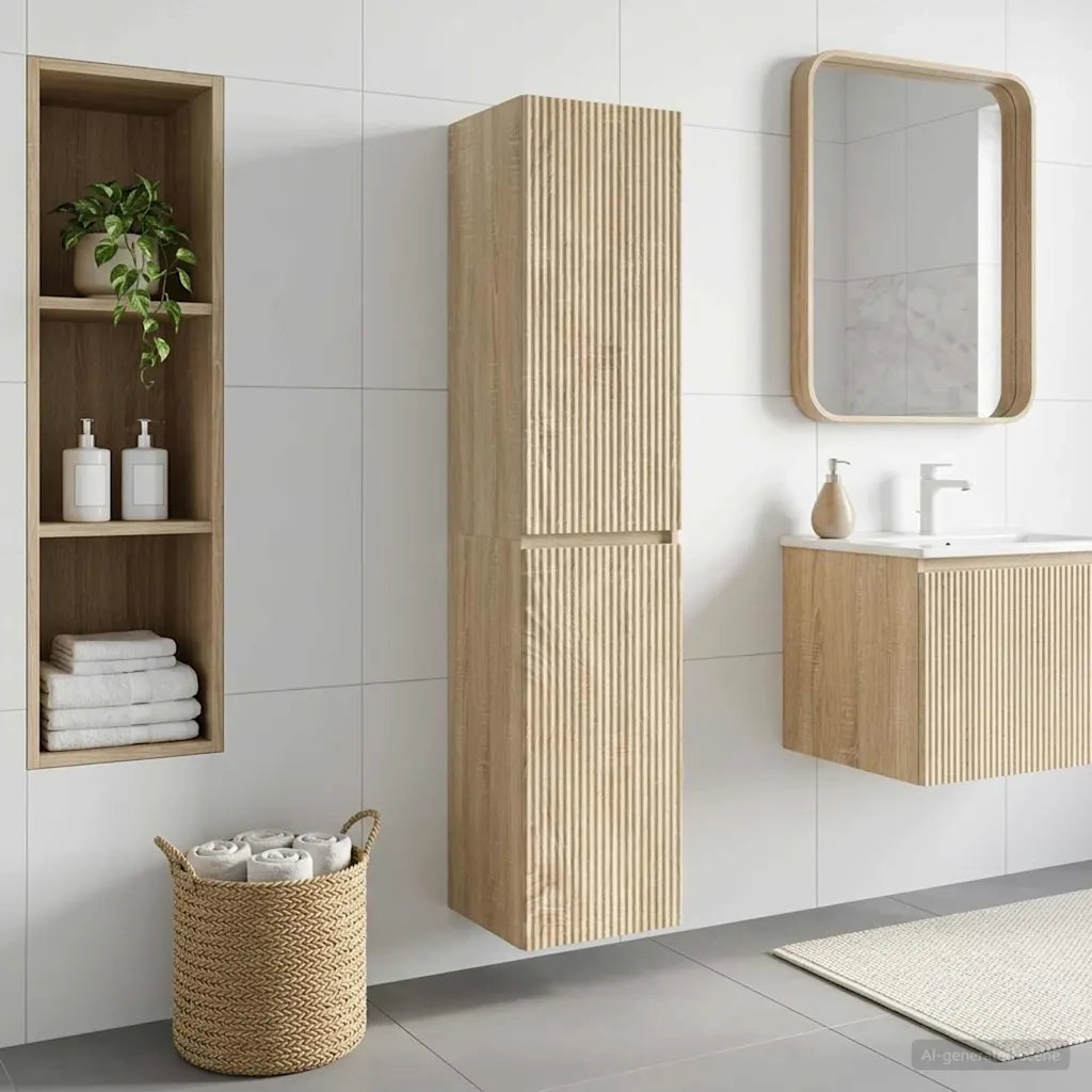 Mobiletto da Bagno a Muro Rovere Sonoma 33 x 34,5 x 160 cm 890514