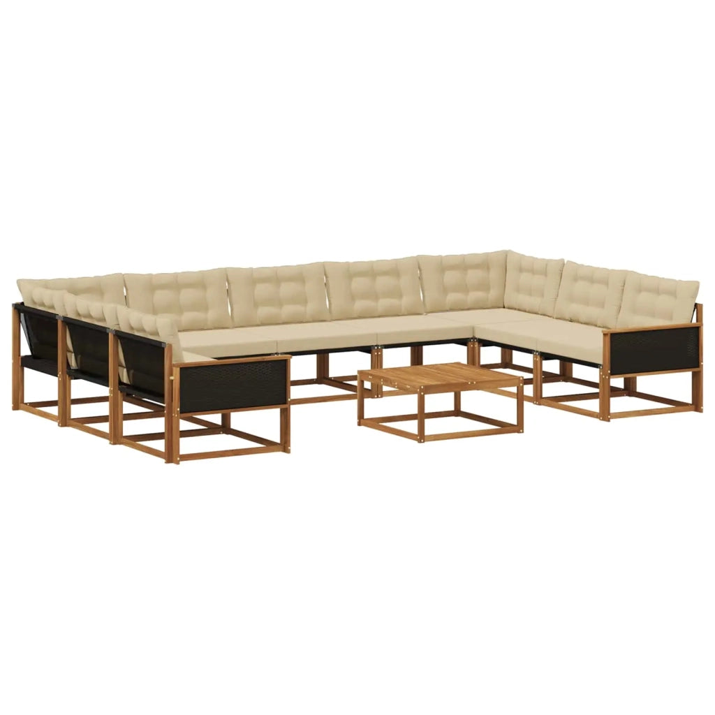 Set di divani da esterno con cuscino 10 pcs Naturale e Beige 3381689