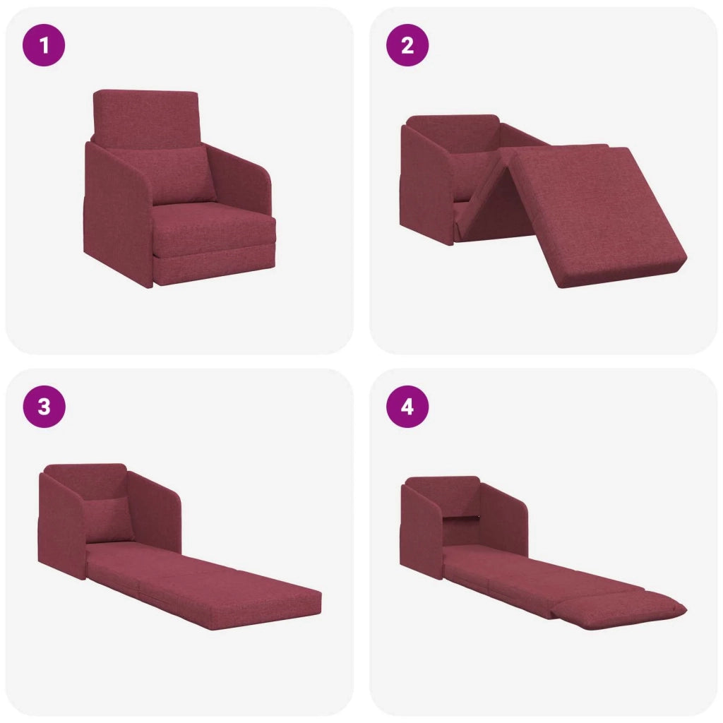 Divano letto Rosso Vino 65 x 80 x 83 cm Tessuto 4106640
