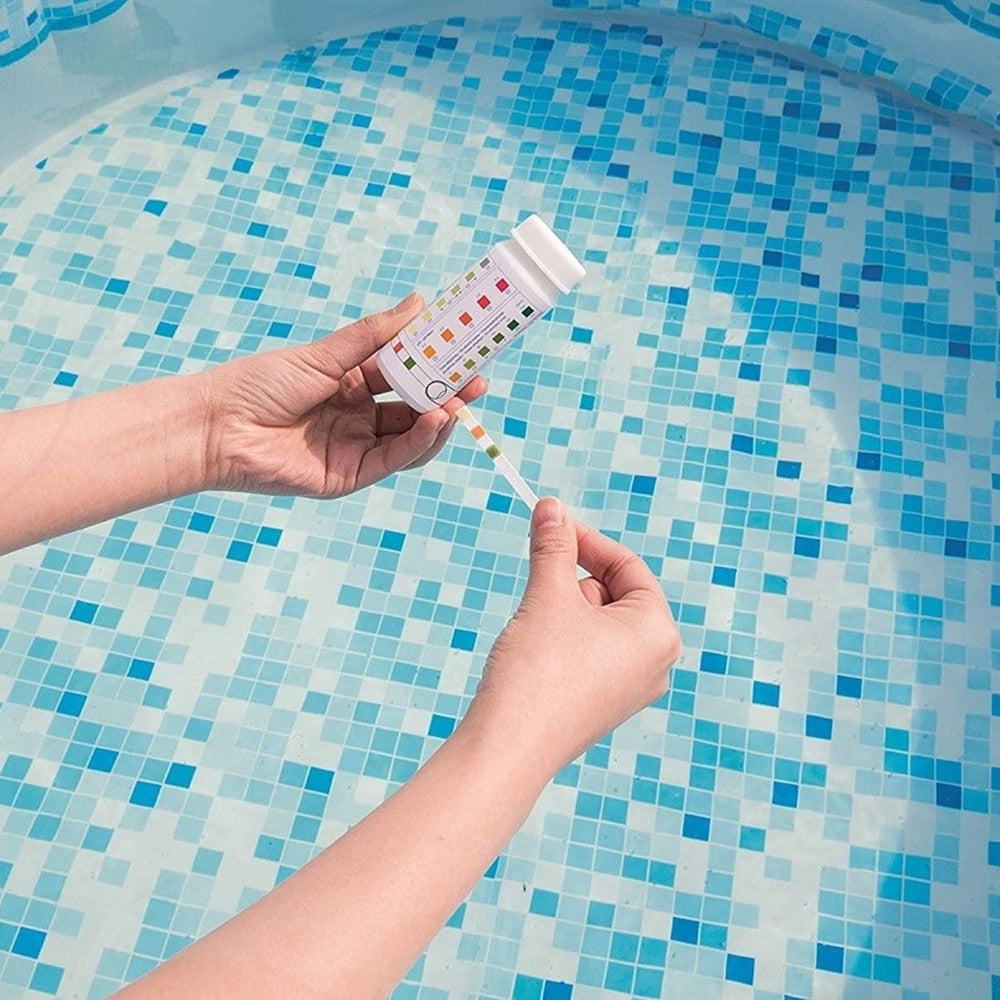 Trade Shop - Strisce Test Acqua Piscine Spa 3in1 50 Pz 3 Funzioni Cloro Ph E Alcalinità 58142 -