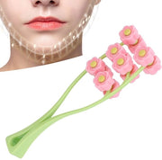 Apparecchio di massaggi per il viso anti-invecchiamento a forma di V con più rulli in plastica, dimensioni 22 x 6,5 x 3,5 cm