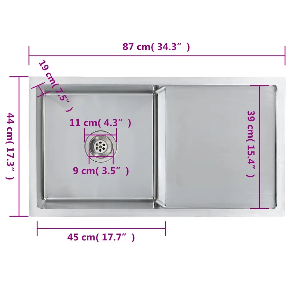 Lavello da Cucina Lavorato a Mano in Acciaio Inox CFW8445903