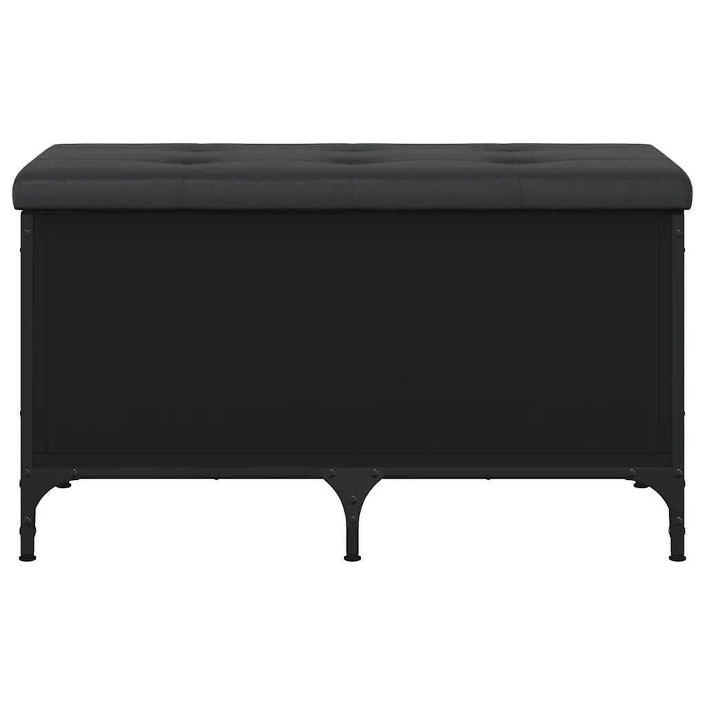 Panca Portaoggetti Nera 82x42x45 cm in Legno Multistrato 835142