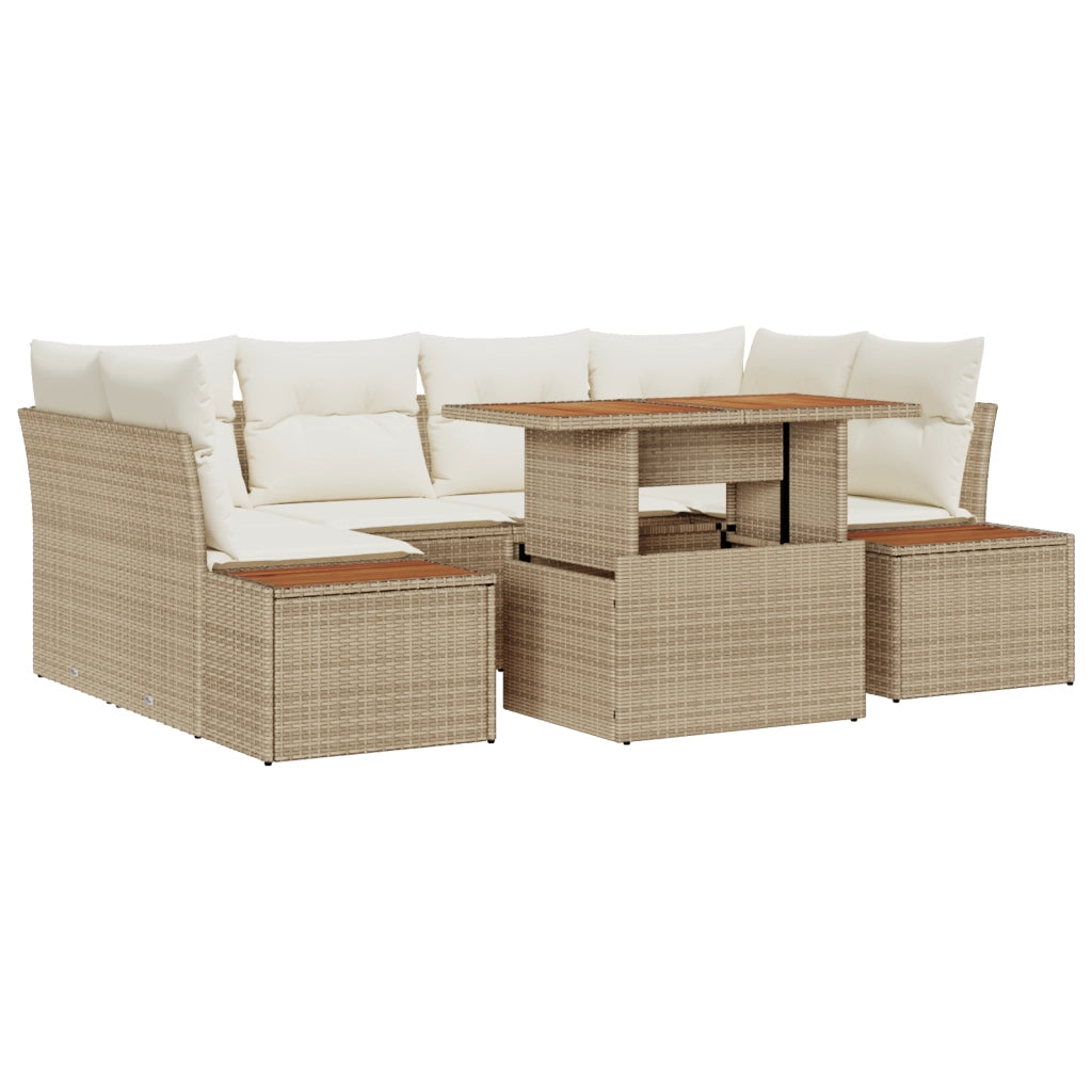 Set Divano Giardino 6 Pezzi con Cuscini Beige in Rattan Polipropilene