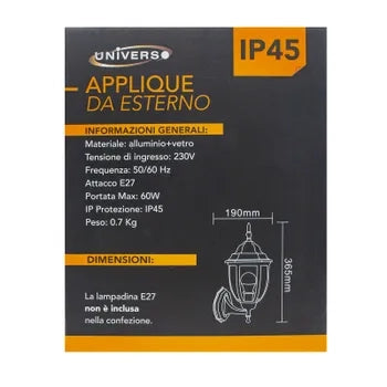 LAMPIONE DA GIARDINO CON PALO A TERRA 87CM LUCE E27 LANTERNA IN VETRO DA ESTERNO COLORE BRONZO