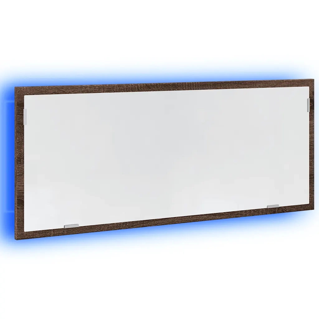 vidaXL Specchio da Bagno LED Rovere Marrone 100x8,5x37cm in Truciolato