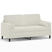 Divano | Divano da soggiorno | Sofa a 2 Posti con Cuscini Crema 140 cm in Velluto