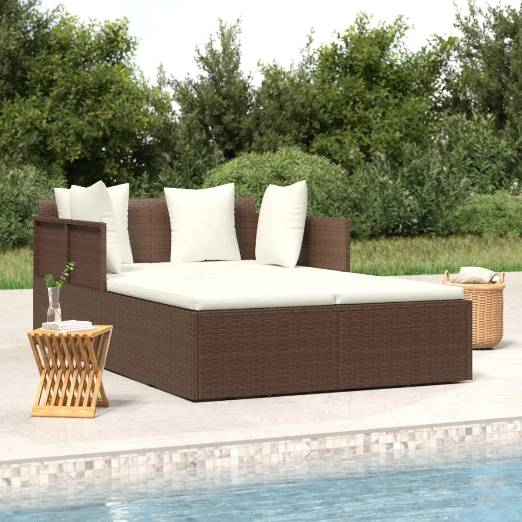 Lettino con Cuscini Marrone 182x118x63 cm in Polyrattan CFW2066091