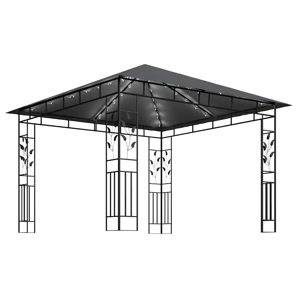 Gazebo con Zanzariera e Luci LED 3x3x2,73 m Antracite 3070316