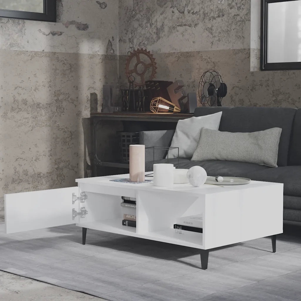 Tavolino da Salotto Bianco 90x60x35 cm in Legno Multistrato 806004