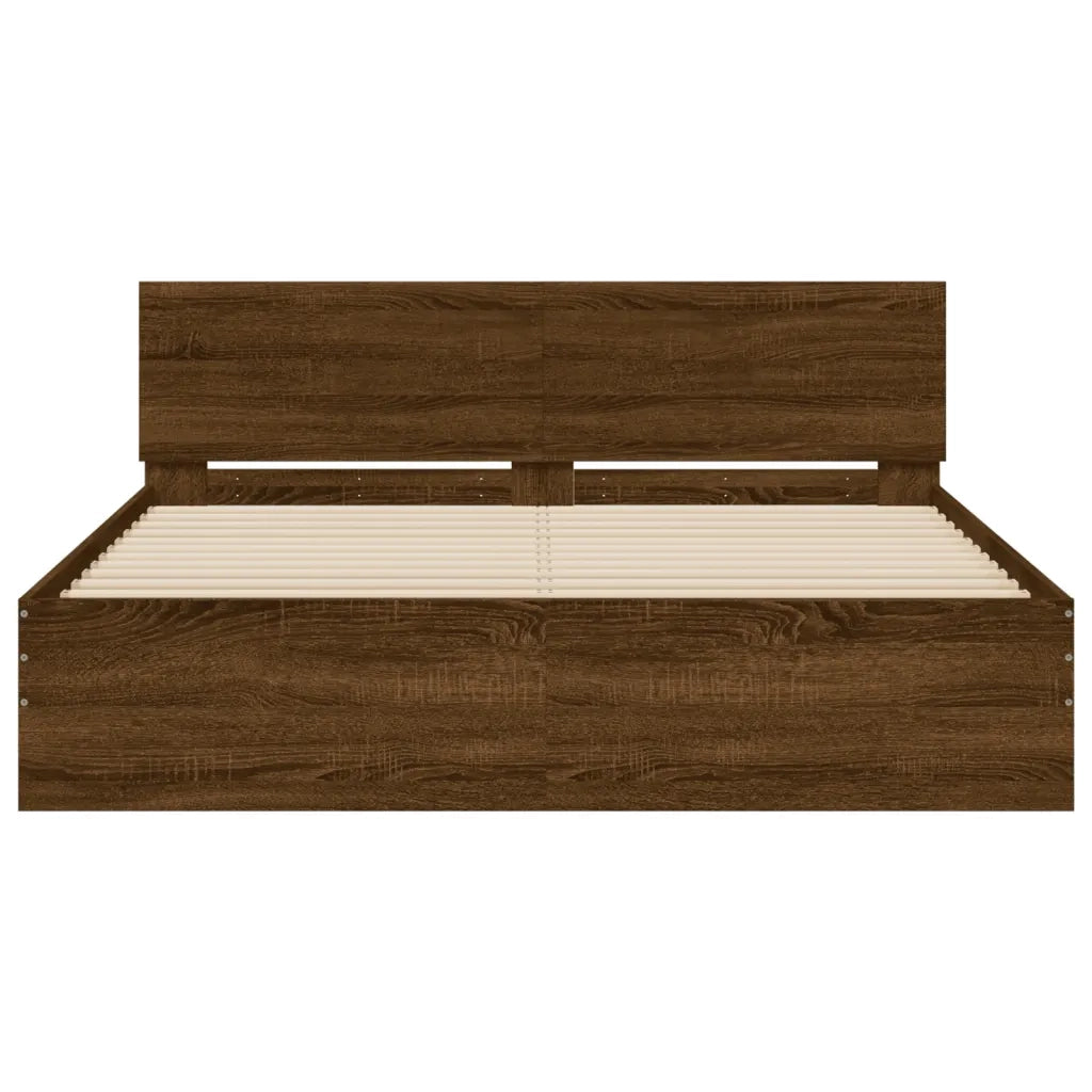Giroletto con Testiera-Struttura Letto con testiera Rovere Marrone 140x190 cm