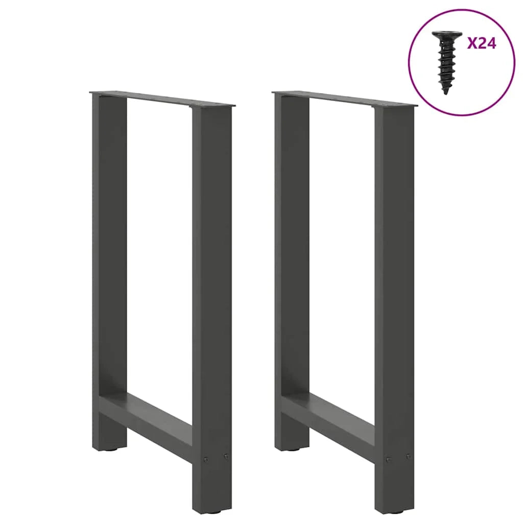 Set di 2 gambe quadrate per tavolo da bar 60 x 90 cm stabilità regolabile stile moderno acciaio antracite 02_0057574