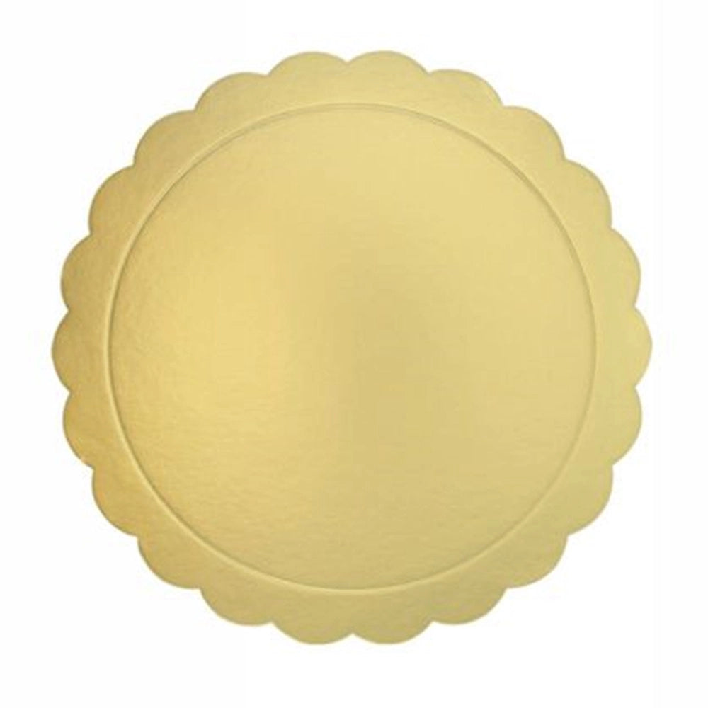 Trade Shop - Set 2 Pz Base Per Torta Rotonda Piatto Sottotorta Dorato 28cm Con Bordino 31163 -