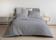Completo Lenzuola In 100% Cotone Percalle Made In Italy Tinta Unita - Matrimoniale - Grigio