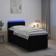 Letto con Box Spring, Materasso e LED Nero 80 x 200 cm Velluto 3452062
